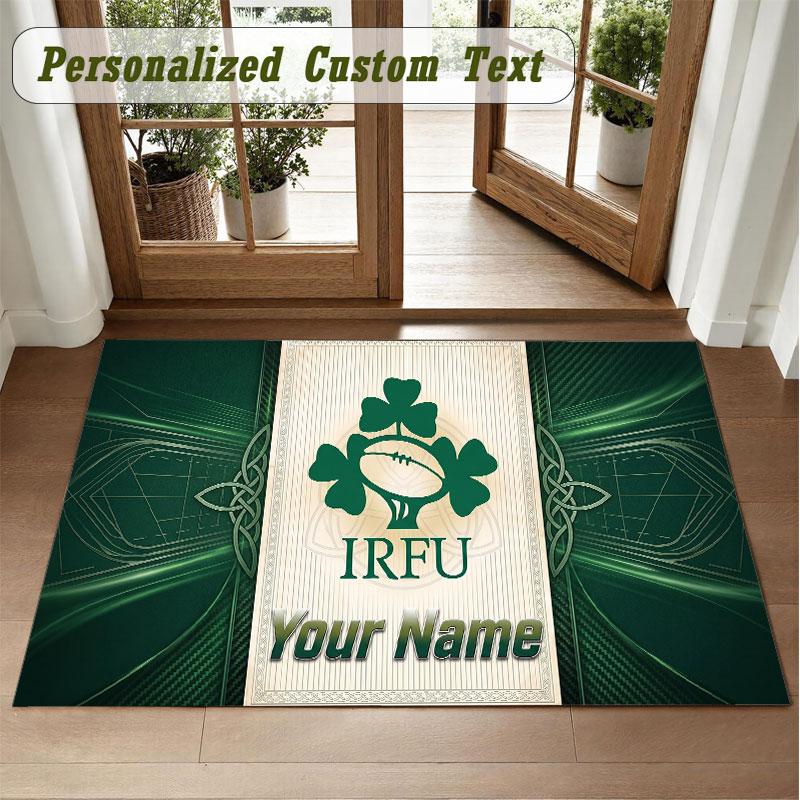 Crystal Velvet Square Rug Custom NameIreland Rugby Pattern Non Slip Home Floor Decor Rug