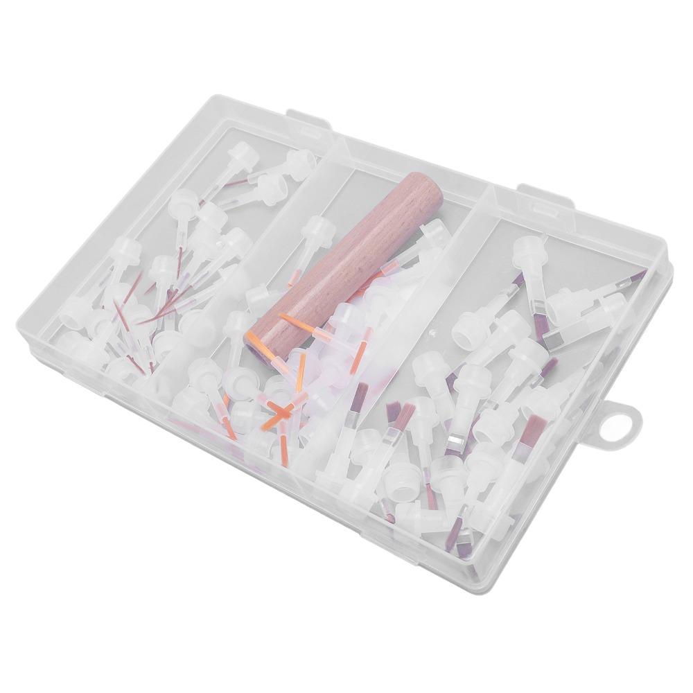 60pcs Wooden Handle Nail Brush Replacement Heads Dip Gel Nail Polish Brush  Salon Or Home Use
