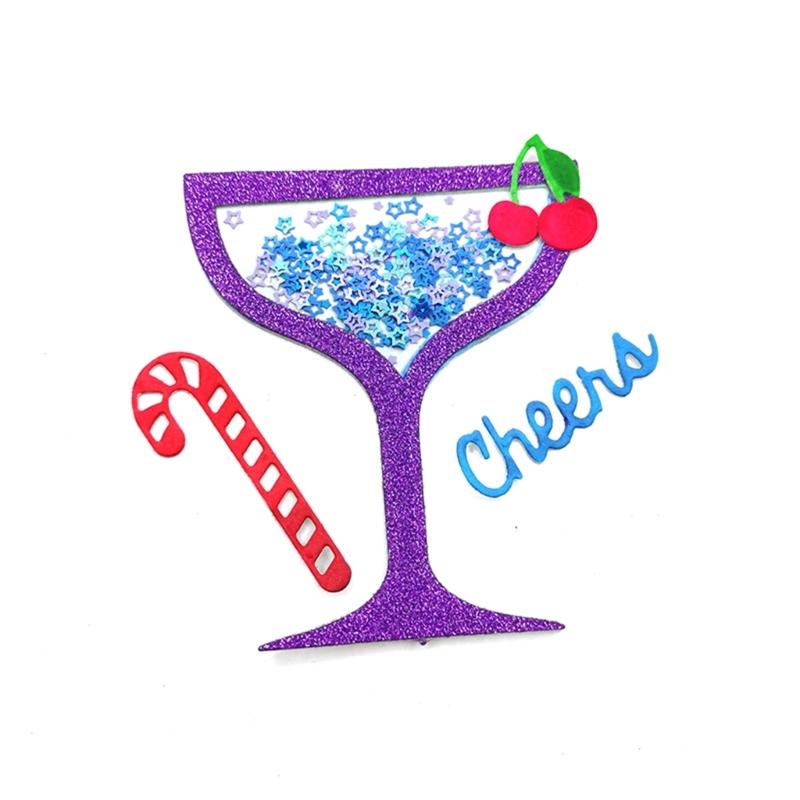 Wine Glass Cutting Dies Wine Glass Embossing Die Cut Templates for Card Making Scrapbooking DIY Craft Album