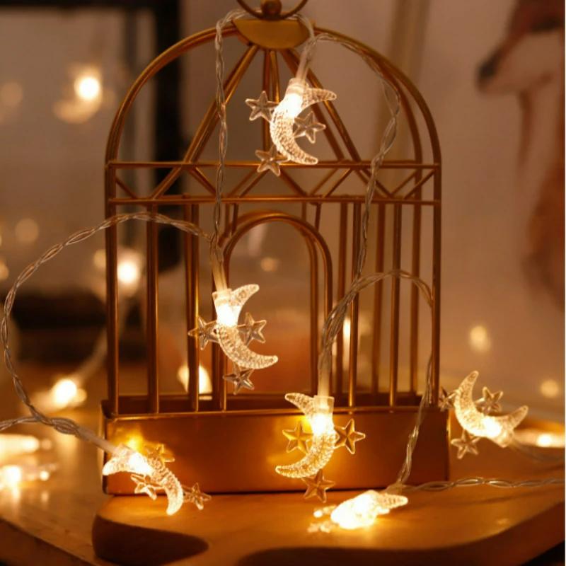 LED Moon Star String Lights Moon Star Fairy Lights for Wedding Decoration Party Festival Lights Ramadan Decorations 2024 Light