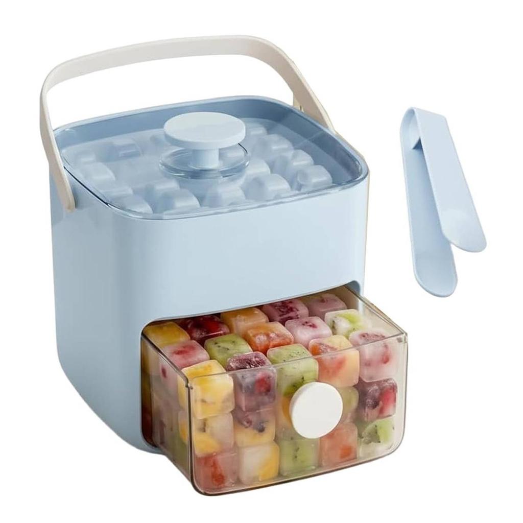 2-Layer One-touch Easy Release Homemade Ice Cube Tray Double Layer 48 Grid Home Ice Making Tool for Cocktail Coffee Beer Drinks
