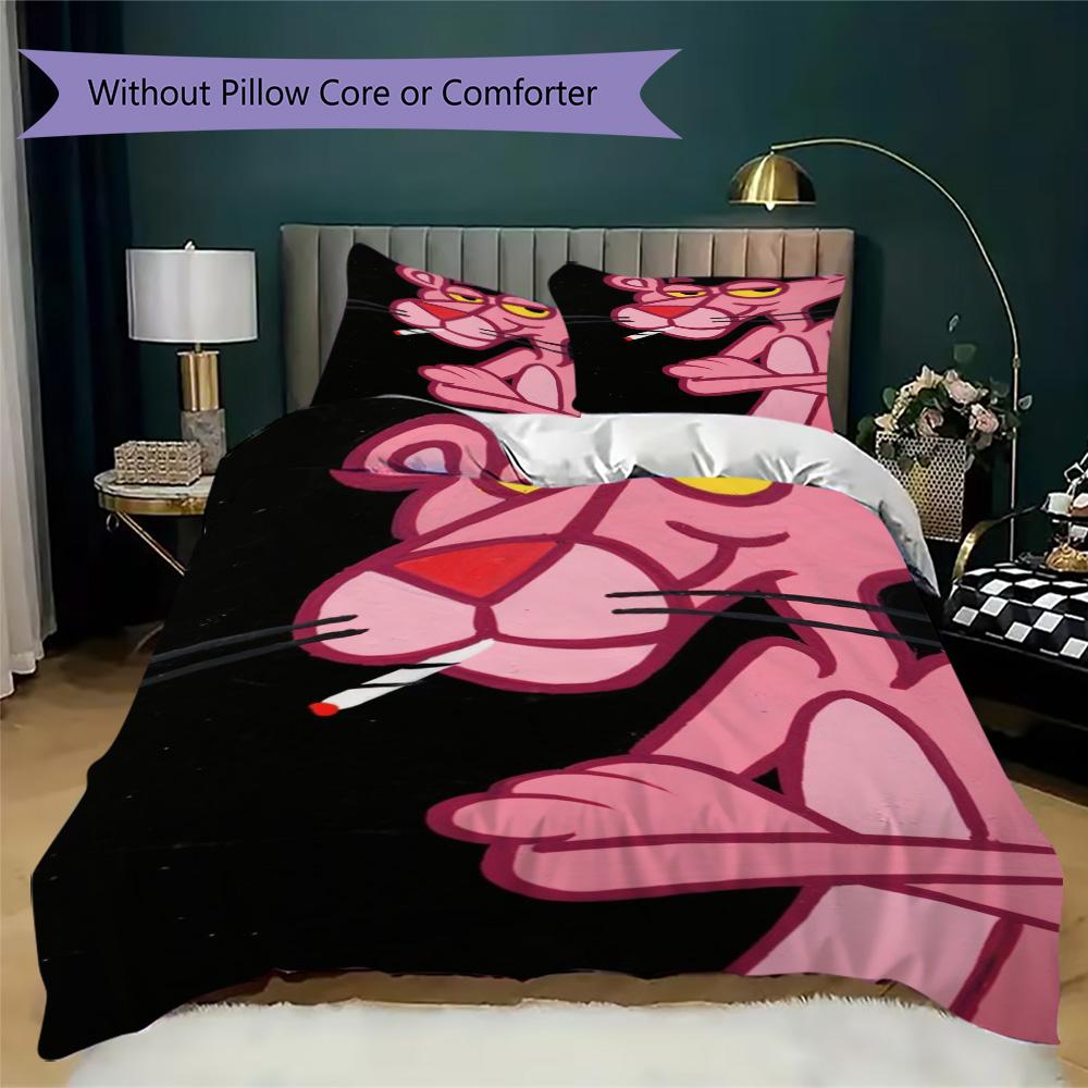 Pink Leopard Print Pattern Bedding,Quilt Set Quilt Cover Pillowcase Home Birthday Gift (1*duvet Cover+2*pillowcase,without core)ZSJT0917173