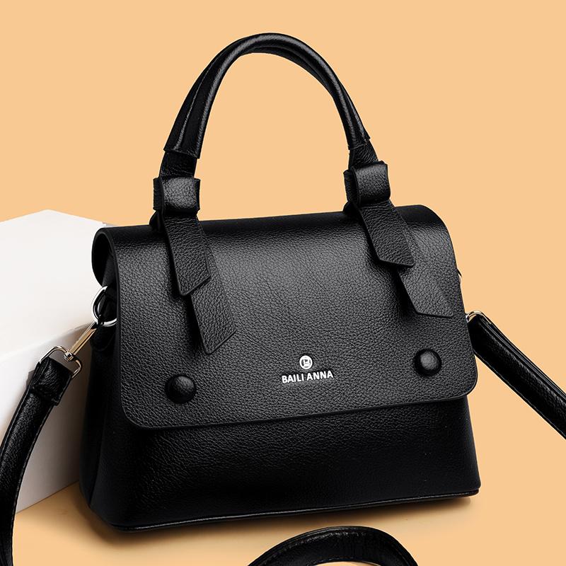 Ladies' Soft Leather Tote Bag, Luxury Designer Handbag, Solid Color Ladies' Shoulder Bag, and Minimalist Crossbody Bag