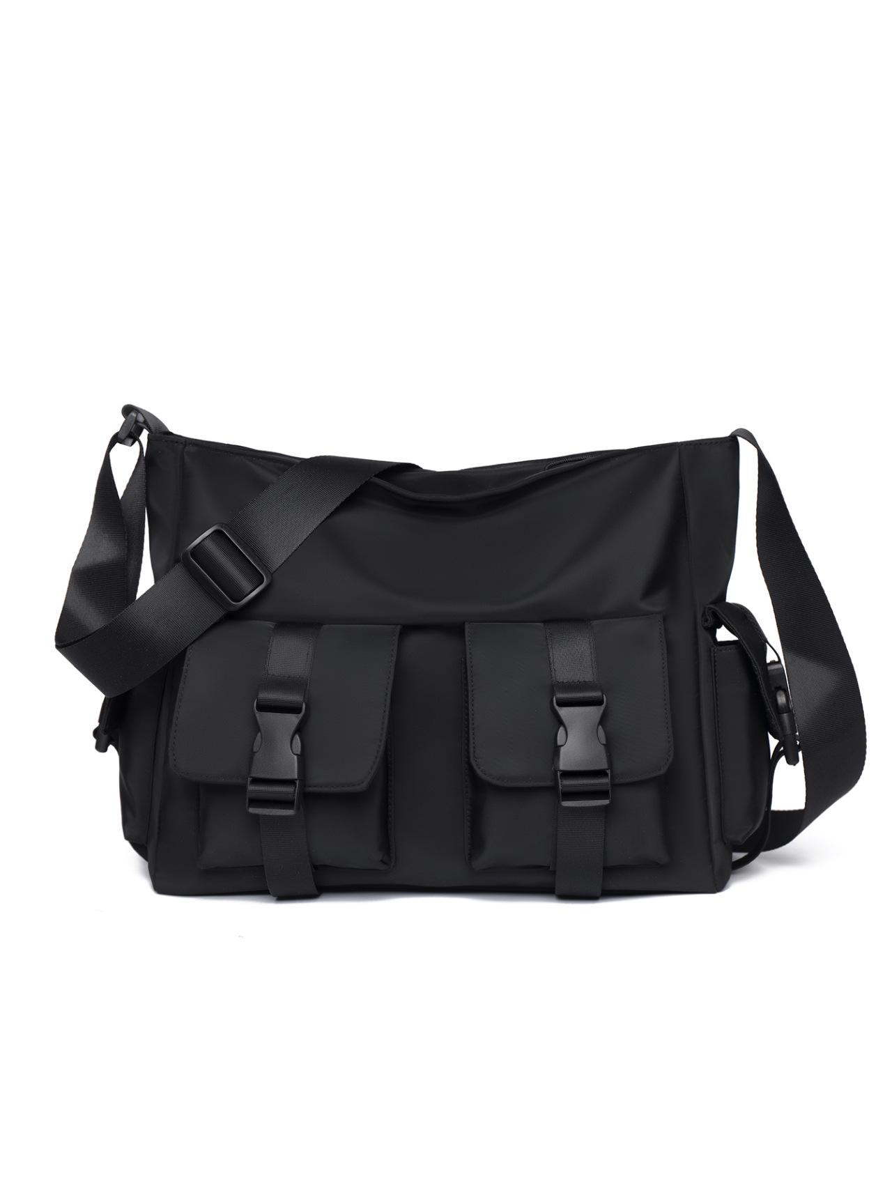 

Модная холщовая сумка-мессенджер кроссбоди для мужчин и женщин - японский стиль рабочей одежды чёрный