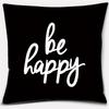 Black and White English Sentence Series Printed Square Home Decor Pillow Cover Car Sofa Cushion