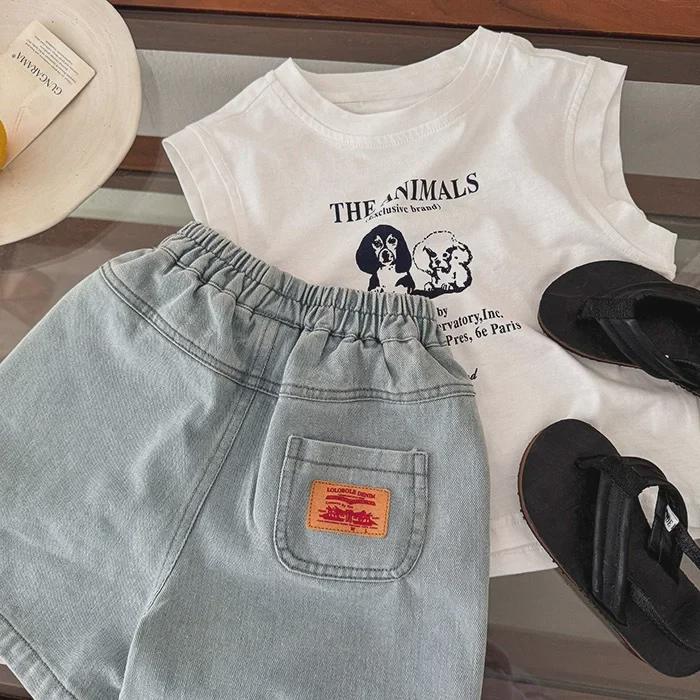 Children's Summer Cartoon Print Sleeveless Cotton Vest