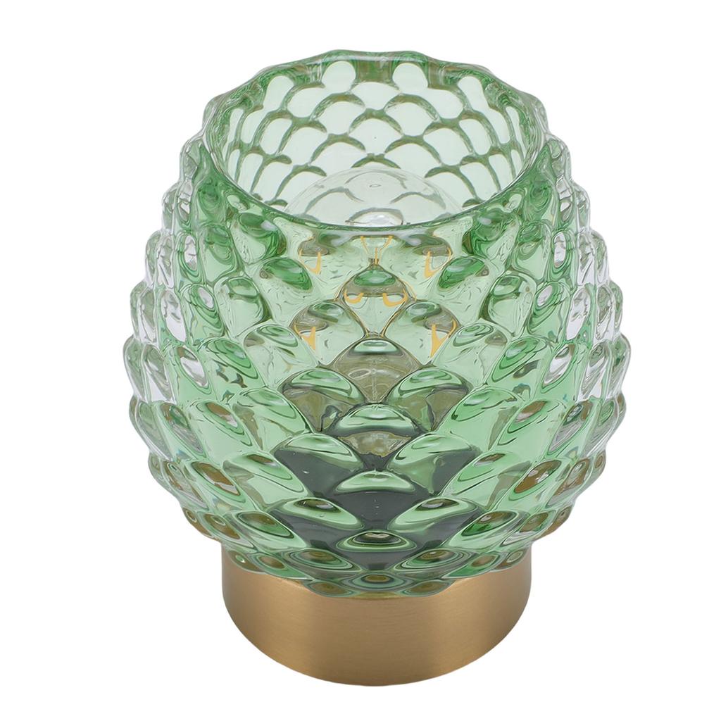 Small Table Lamp Pinecone Shape LED Cordless Battery Operated Glass Bedside Table Lamp with Timer for Bedroom Bathroom Kitchen