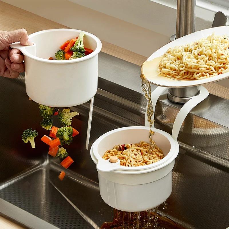 Creative Sink Hanging Strainer Basket Openable Bottom Cover Quickly Drain Kitchen Garbage Filter Multifunctional Detachable