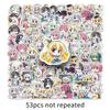 53 Sheets of Senren Manhua Cartoon Graffiti Stickers—Personalized, Creative Decoration for Journals, Notebooks, and Games