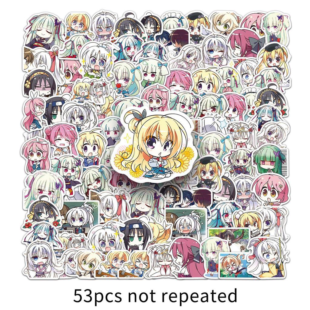 53 Sheets of Senren Manhua Cartoon Graffiti Stickers—Personalized, Creative Decoration for Journals, Notebooks, and Games