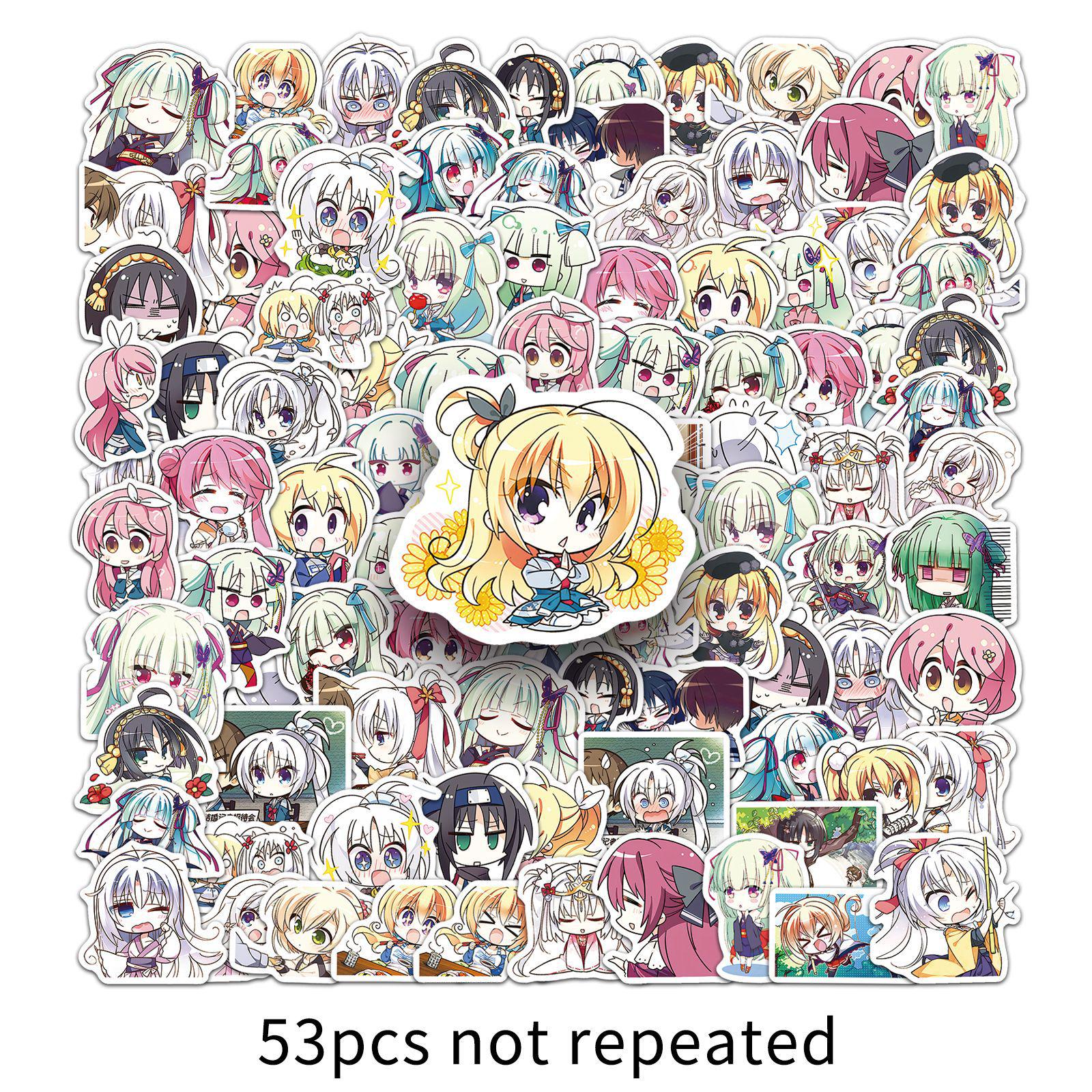 

53-Piece Senren Banka Anime Sticker Set for Journals, Phones, Thermos Cups with Beautiful Girl Designs