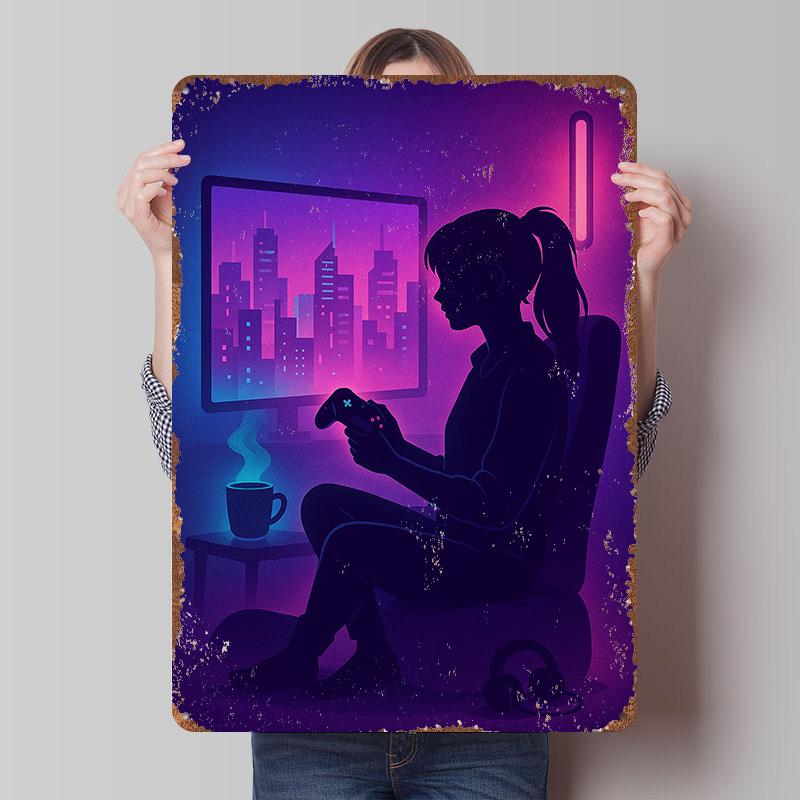 

Cozy Gamer Nights Printed Poster Customized Wall Art Retro Vintage Metal Tin Signs for Room Decoration Garage Decorations Decor 7.9x11.8In(20x30cm)