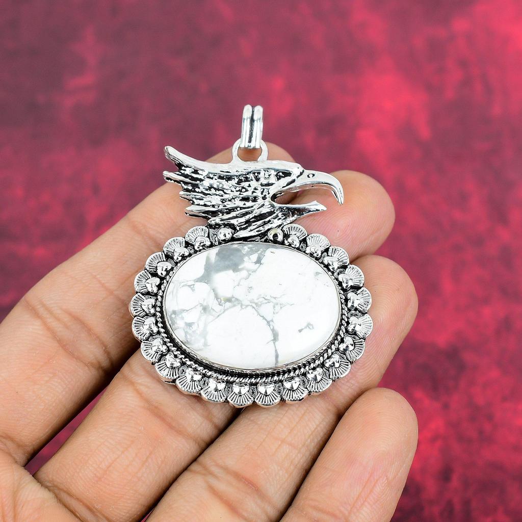 Howlite Pendant, 925 Solid Sterling Silver Gemstone Jewelry, Handmade Pendant, For Thanksgiving