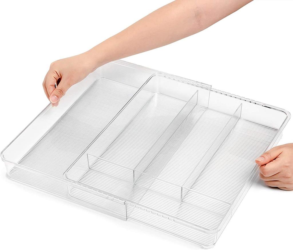 Benzoyl Extendable Cutlery Tray for Sliding Cutlery Drawer Kitchen Small Item Transparent Drawers, Case, Storage, Storage, Storage,