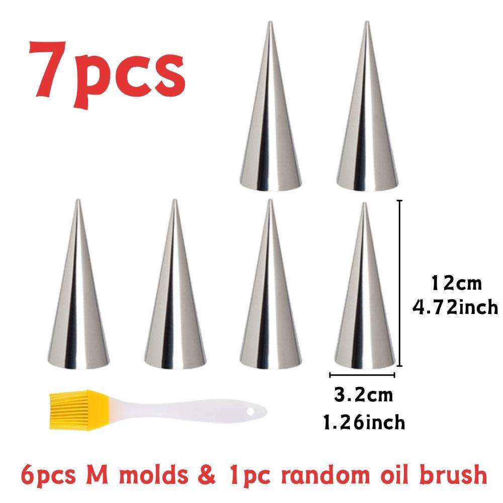 7pcs S/M/L Stainless Steel Cannoli Tubes Mold Set & Colorful Silicone Basting Brush Set for Baking, Pastry, Cream Horn YMY