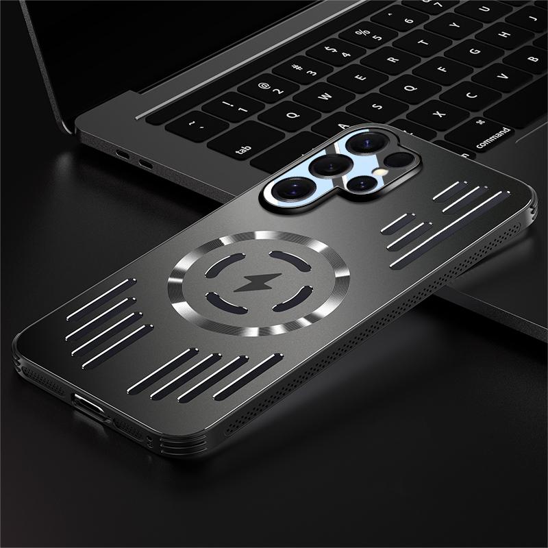 Hard Metal Heat Dissipation Magnetic Wireless Charger Cover For Samsung Galaxy S25 Plus Ultra S25Ultra Cool Protective Back Case