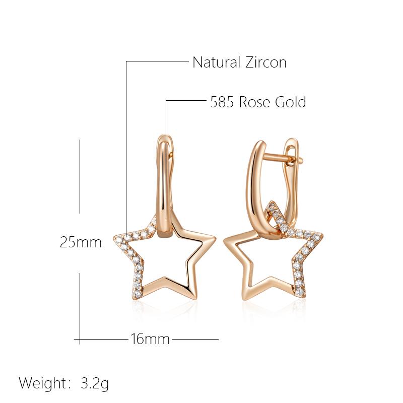 Fashion Glossy  Gold Color Star Dangle Earrings For Women Paved Natural Zircon Accessories Daily Fine Jewelry