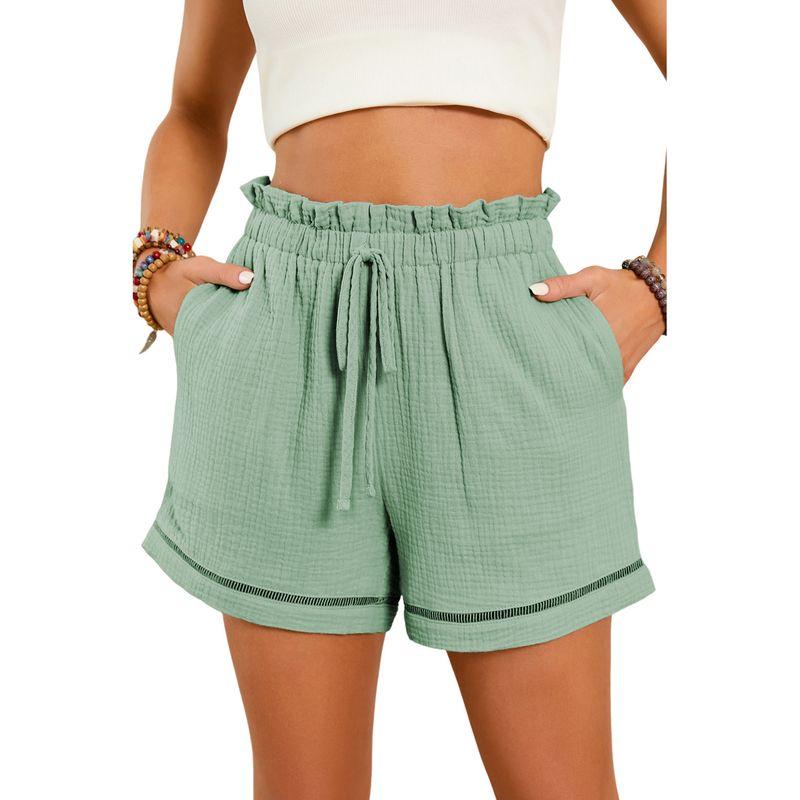 American Shiying Solid Texture Versatile High Waist Shorts Women 2025 Summer New Thin Breathable Casual Pants
