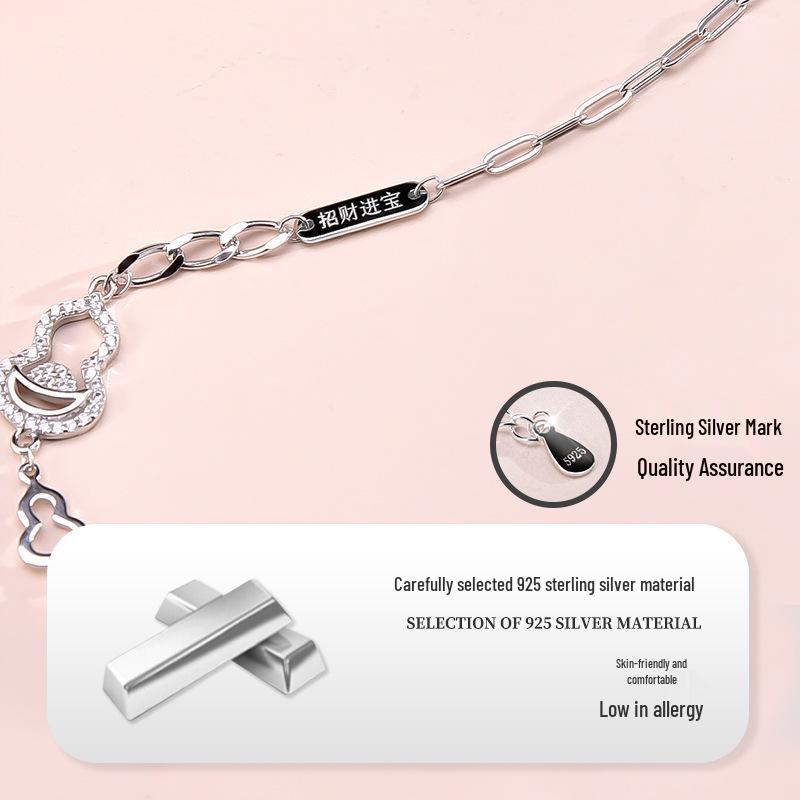 Fu Lu Jin Bao 925 Sterling Silver Gourd Bracelet - Women's Niche Design, Live Broadcast Hot Seller, Perfect Jewelry Birthday Gift
