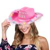 Birthday Tassels Rhinestone Cowgirl Hat With Colorful LED Lights Adjustable Top Cap for Parties Birthday Gathering