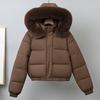 Fashion Winter Coat Female Short Parkas Hooded Faux Fur Collar Loose Thick Warm Women's Jackets