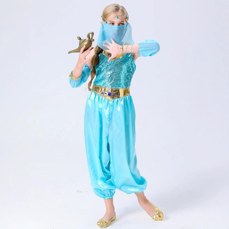 New Halloween Children Princess Jasmine Search Banner Magic Lamp Performance Clothes Full Dance Clothes
