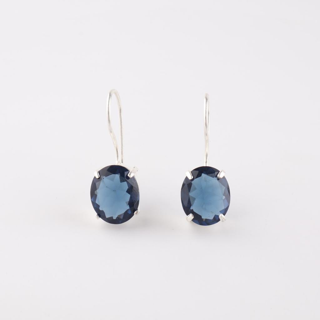 London Blue Topaz Gemstone 925 Sterling Silver Handmade Jewelry Earrings 1.05" EE-173-9