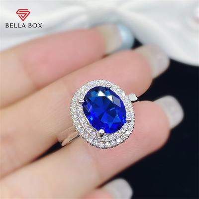 Vintage Neue Temperament Blau Oval Form Personalisierte Öffnung Ringe Für Frauen Zirkon Hochzeit Engagement Party Edlen Schmuck Geschenk