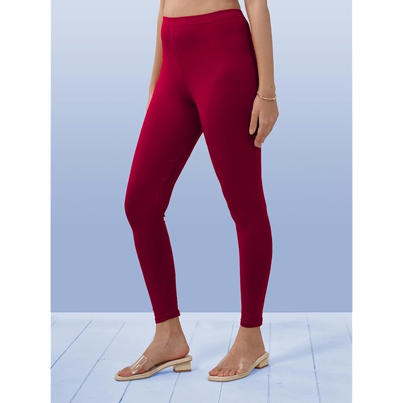 Lyra Women Solid Premium Cotton Ankle Length Leggings | Mid-Waist | Fashionwear XL