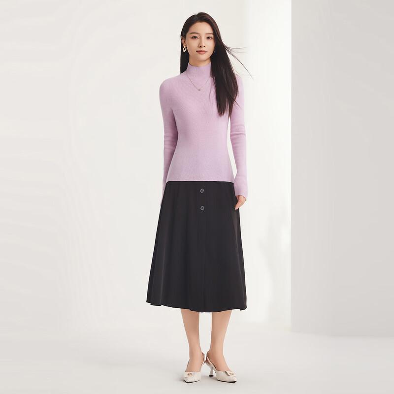 FAPAI Women's 100% Lambswool Slim Fit Semi-High Neck Sweater