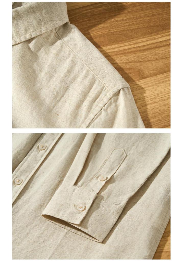 Men's Cotton Linen Long Sleeve Slim Fit Shirt - Spring/Autumn Trendy Casual Wear