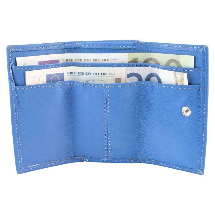 Portefeuille Excellanc en cuir bleu format horizontal chic