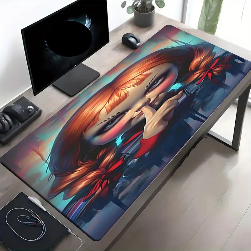 Chucky Print Mouse Pad, Anti‑Slip Desktop keyboard Mat, for PC Laptop Gaming Working Daily Use, Cool Festival Surprise Gift