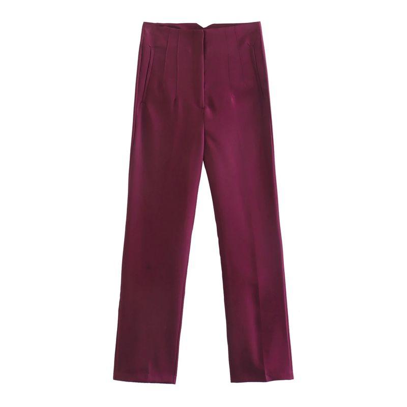 Cigarette Pipe Commute Leisure Candy Color Slim Looking Ankle-Length Pants
