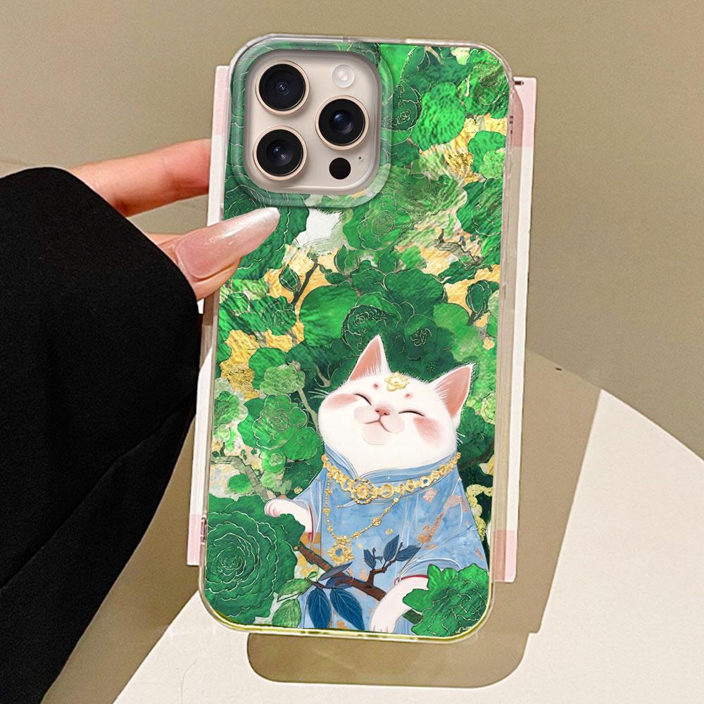 Korean Cute White Cat Vortex Pattern Phone Case for iphone 16 15 14 7 8 Plus 13 11 12 Pro Max X XS XR SE 2022 2020 16e TPU Cover