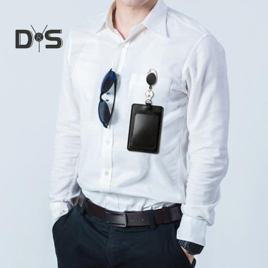 2 stk kortholder Klar uttrekkbar ID-kortholder med klipsemerke Spole ID-kortholder med karabinnøkkel