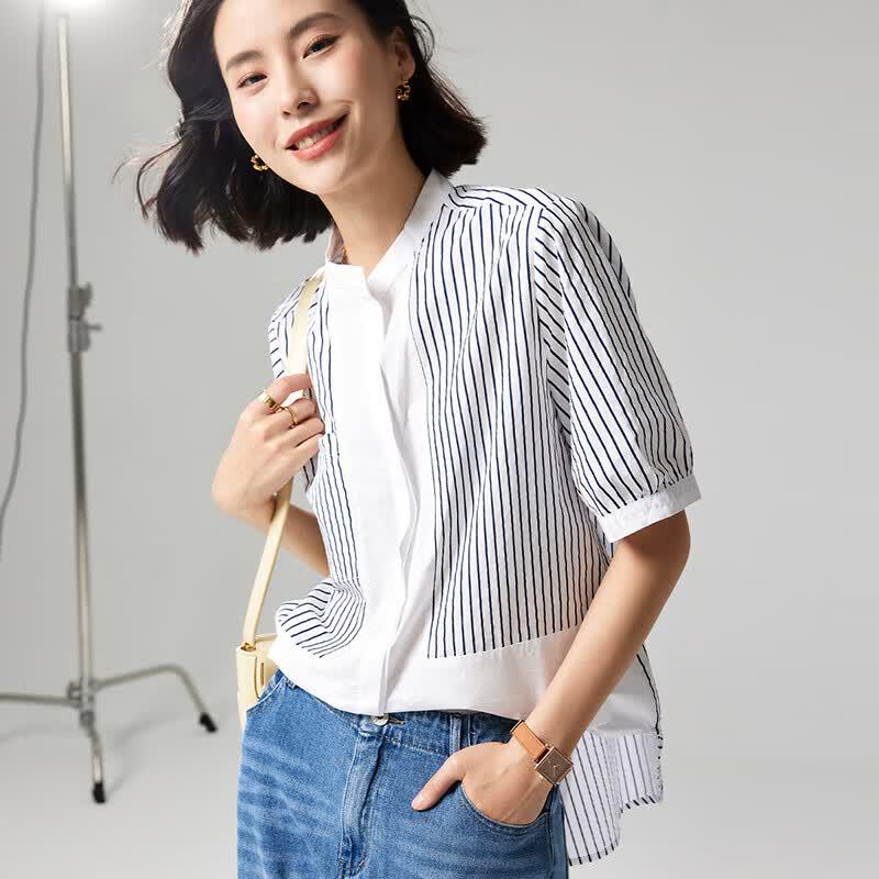 Women's Summer Striped Cotton Casual Shirt