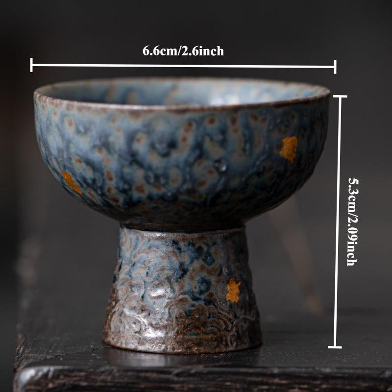 Old Rock Clay Goblet Silver Gilded High Foot Master Cup Bronze Glaze Ceramic Teacup Chinese Kungfu Teaware Tea Bowl Drinkware