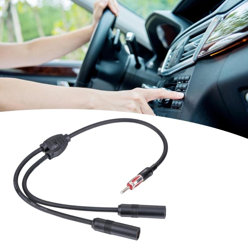 1 Male To 2 Female Car AM FM Radio Antenna Splitter Adapter Extension Cable 19in Y Adapter Connector for Car Truck SUV