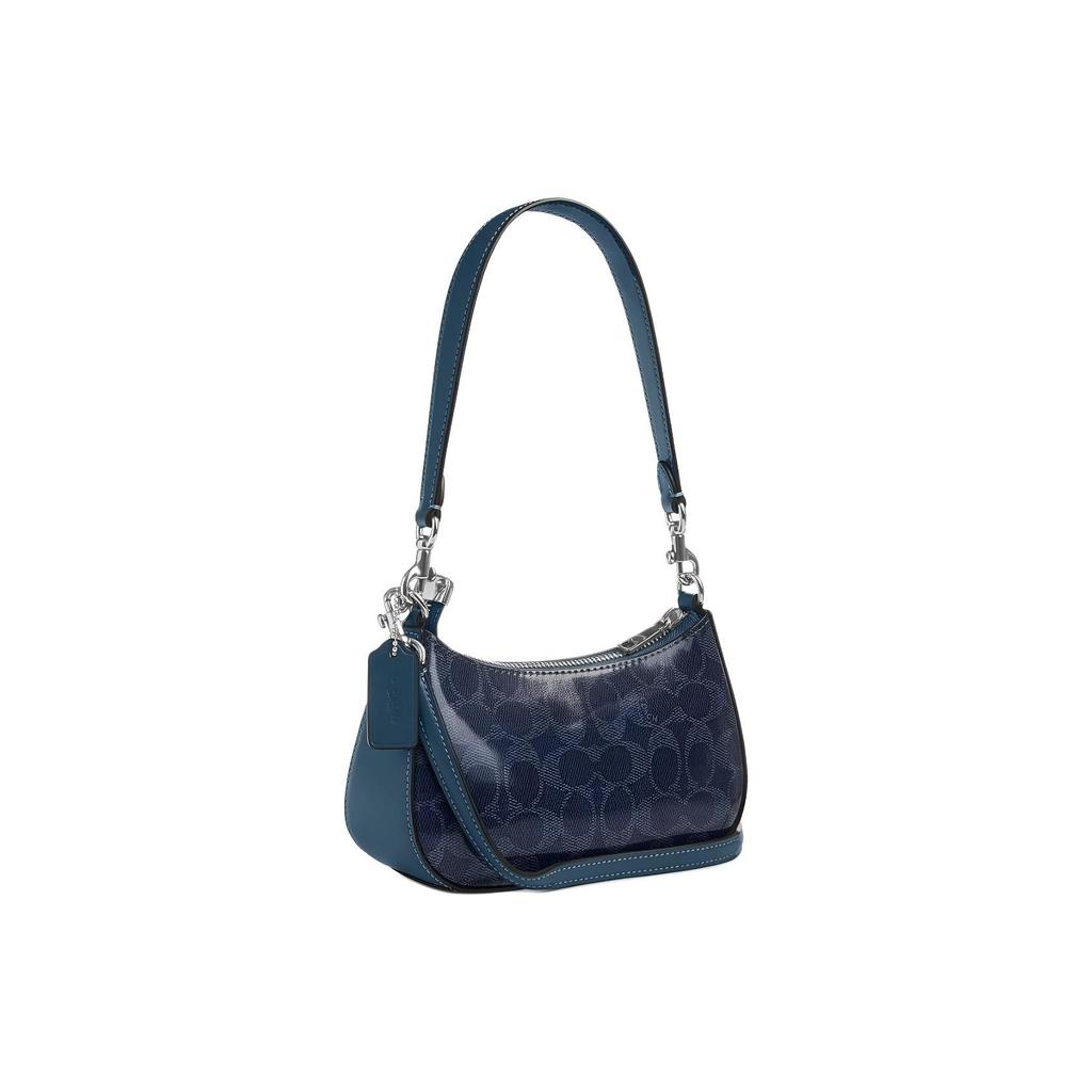 Coach 19 Signatur-Logo Leder Umhängetasche Klein Damen Umhängetasche Blau CAJ93-SVD9