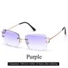 Ruiao Luxury High Quality Rimless Diamond Cut Nylon Lens UV400 Sunglasses Fashion Square Metal Legs Glasses for Men Women