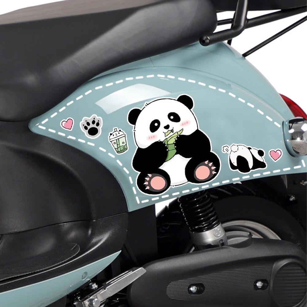 1Pc Motorcycle Bicycle Decal Helmet Car Waterproof Decals Lovely Pandas Night Sign Stickers Creative Exterior Decor Accessories