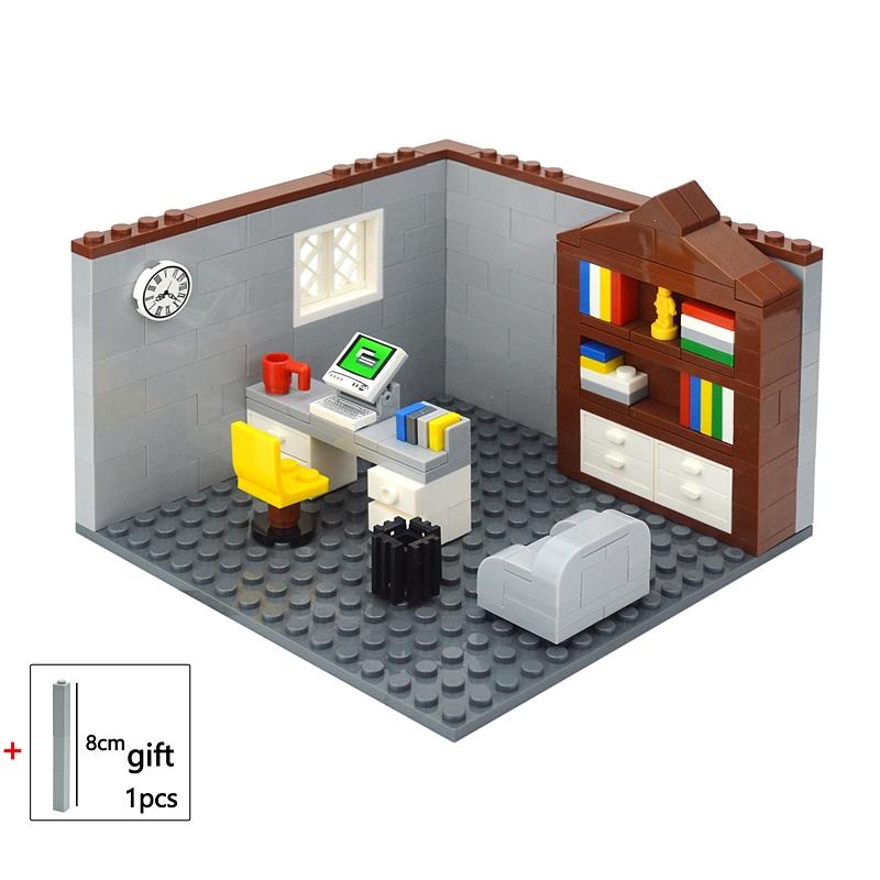 City House Building Blocks Toys MOC Furniture Model Bricks Bedroom Living Room Bathroom Pool Table Study-room For Children Gifts