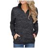 Ladies  Winter Pocket Pullover Long Sleeve Stand Collar Zip Sweatshirt Top