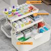 Multi-Layer Foldable Plastic Medicine Box with Lid - Large Capacity, Transparent, for Household Emergency Use