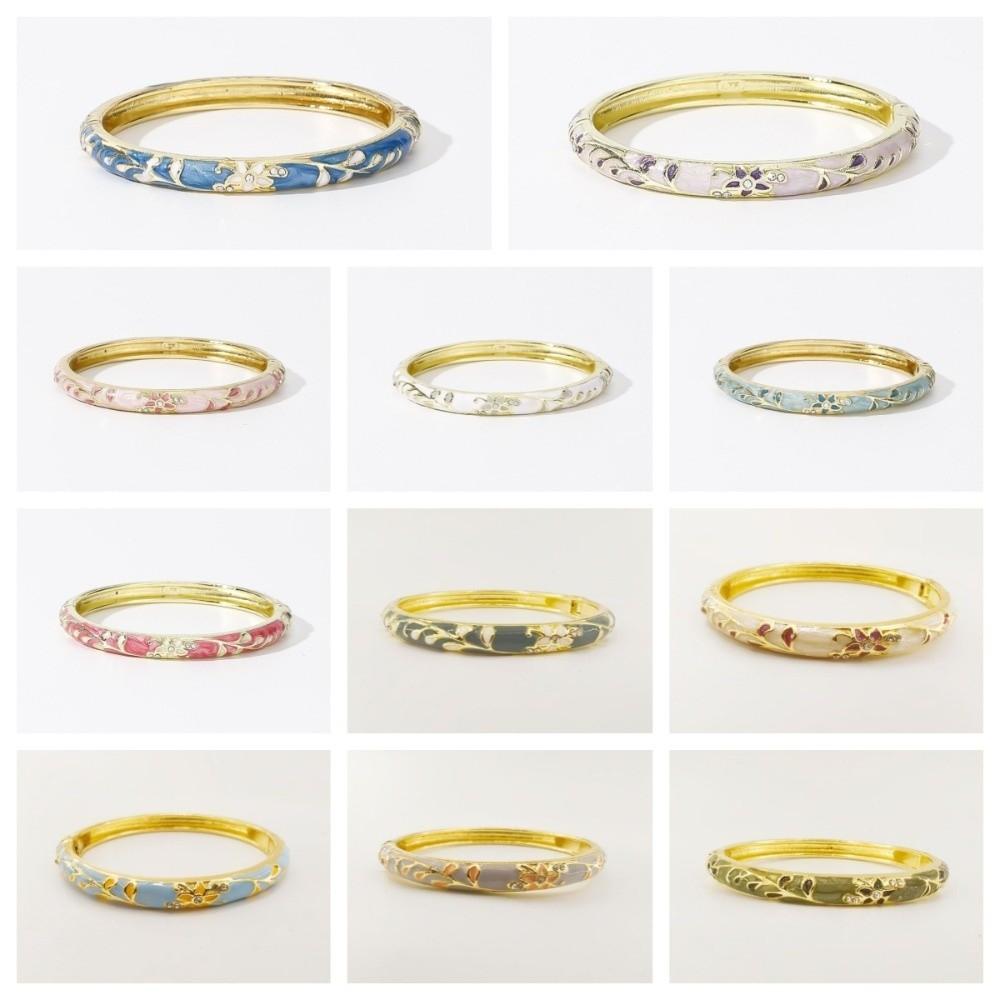 Traditional Flower Bangle Colorful Women's Hand Bracelet Vintage Cloisonne Bangle Jewelry Gifts