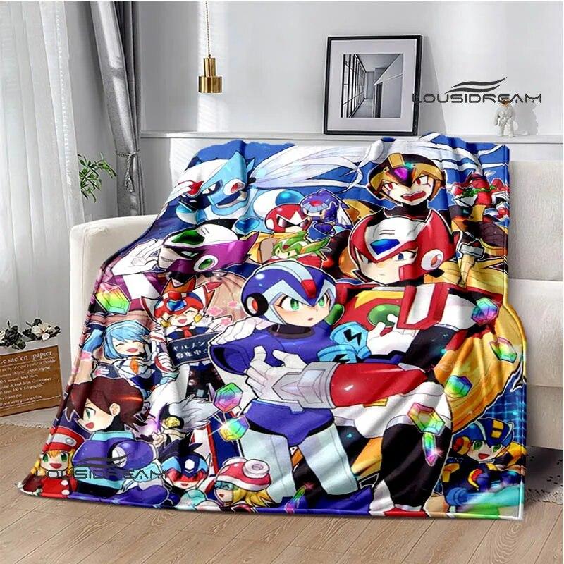 Rockman Game Cartoon Printed Blankets Warm Blanket Soft and Comfortable Home Travel Bed Blanket Picnic Blanket Birthday Gift