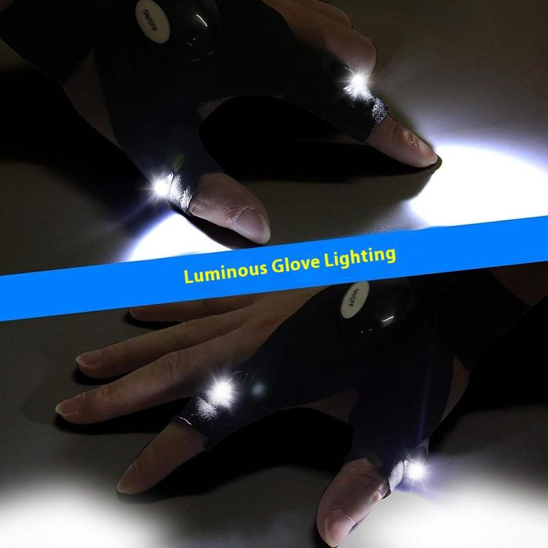 LED Night Fishing Half-finger Gloves, Breathable Three-finger Outdoor Lighting Repair Gloves