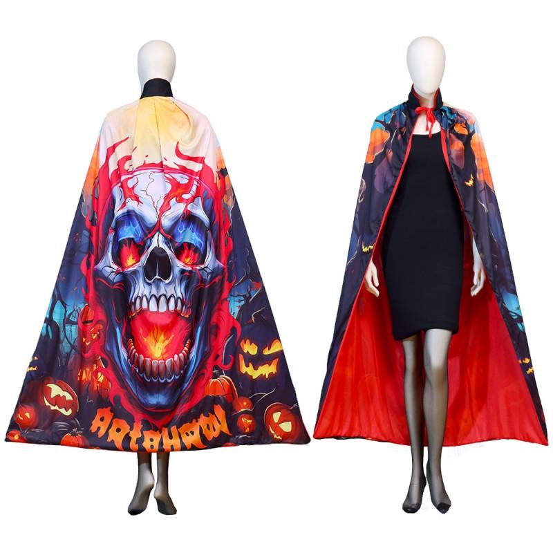 Halloween Masquerade Cape Adult Unisex Printed Long Robe Witch Shawl Cosplay Costume Party Prop