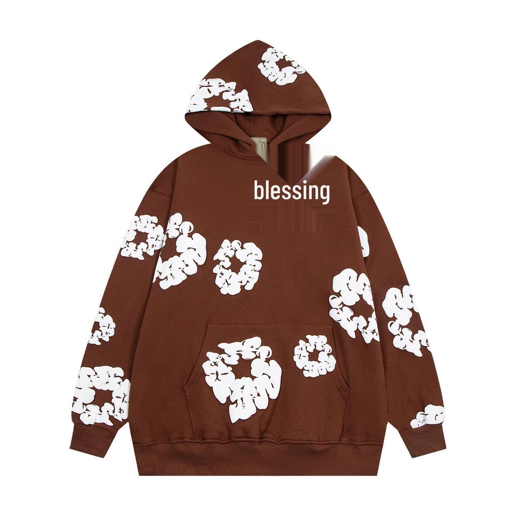 Denim Tears Floral Puff Print Cotton Hoodie Set - Trendy European & American Streetwear